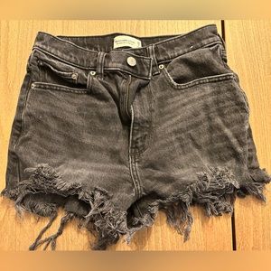 Women’s Black Jean Abercrombie and Fitch Mom Shorts with Distressed details
